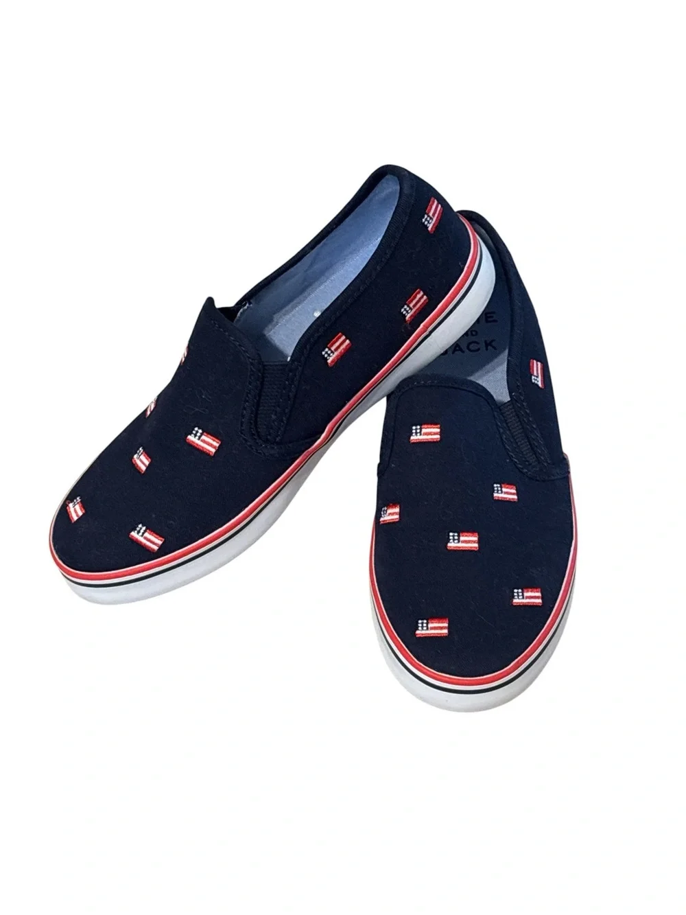 Janie and Jack embroidered flag slip on sneakers